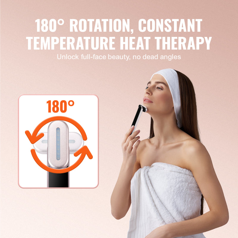VEVOR Red Light Therapy Wand for Face, 7Color LED Facial Wand Red Light Therapy Device with Heatig Therapy Microcurrent Vibrating Massage, Portable LED Beauty Wand for Face, Neck