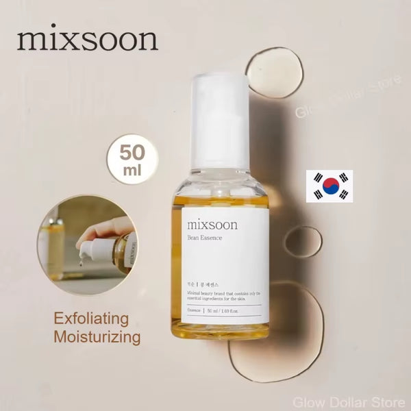 Korean Skin Care Mixsoon Glow Bean Essence,Hydrating Exfoliating Hyaluronic Acid Serum Facial Moisturizing Barrier Serum 50Ml
